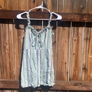 Super cute dress, unique, ruffle strap, ruffle bottom, tie front, zipper back